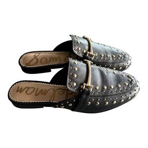 Sam Edelman Marilyn Black Leather Studded Mule Slip-on Size 8